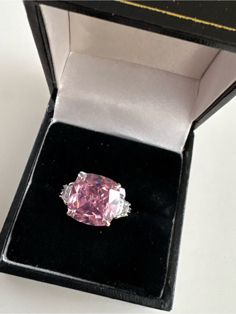 Bomb Party Waves of Wonder Ring RG97808 Rose Quartz CZ Rhodium Plating